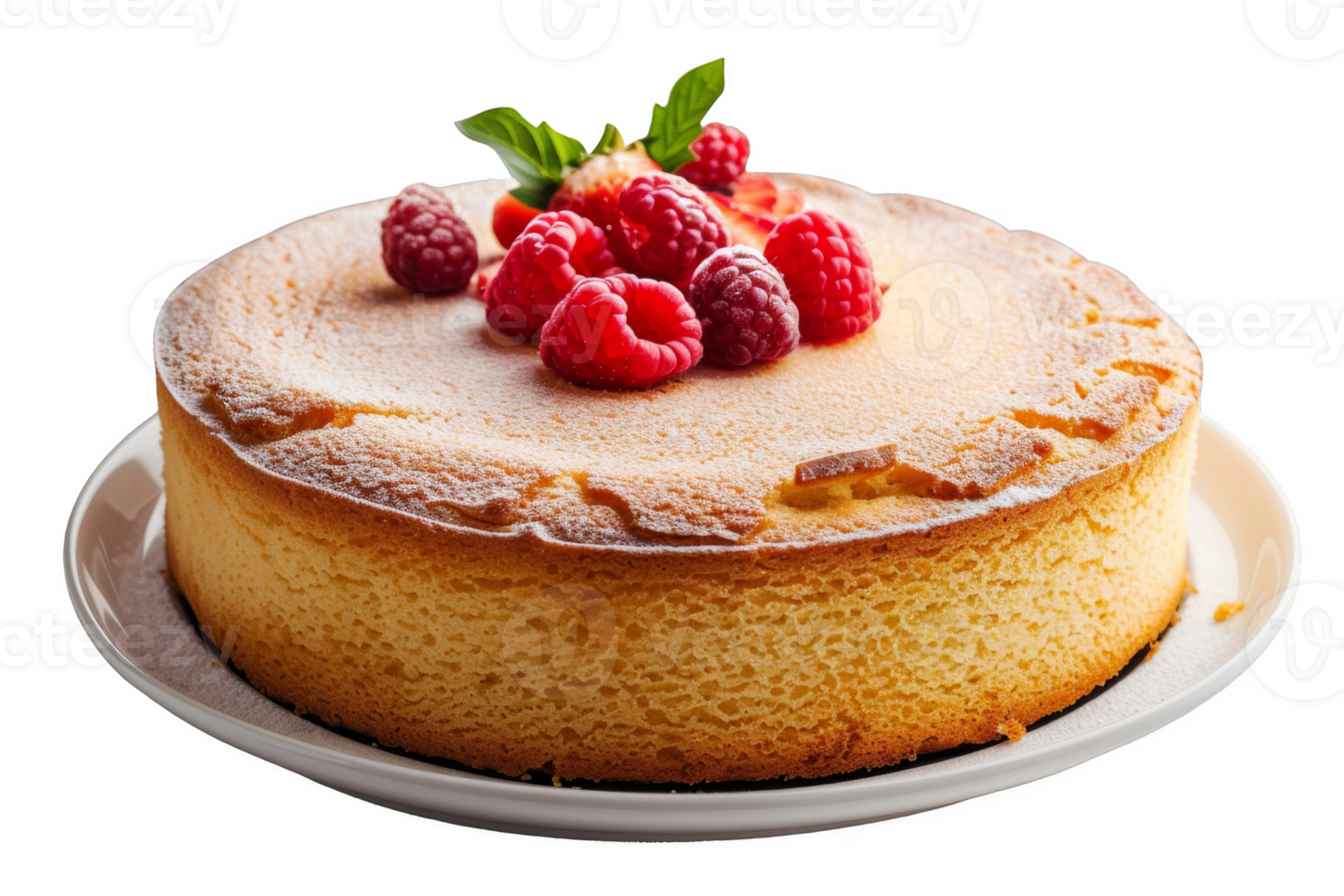 Sponge Cake With Raspberries png
