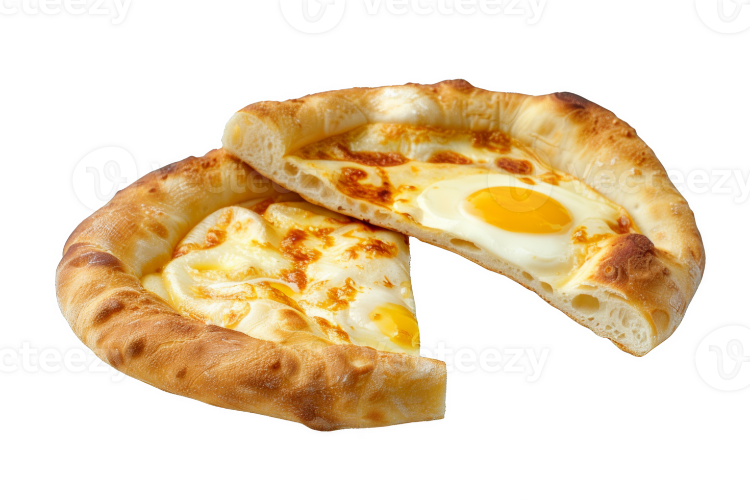 Two Slices of Pizza Topped With an Egg png