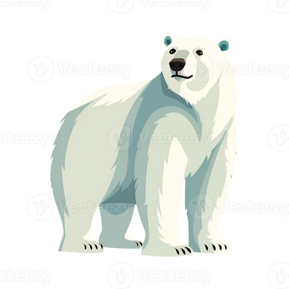 2D Cartoon Polar Bear Logo Illustration No Background Cute Digital Artwork Perfect for Print on Demand png