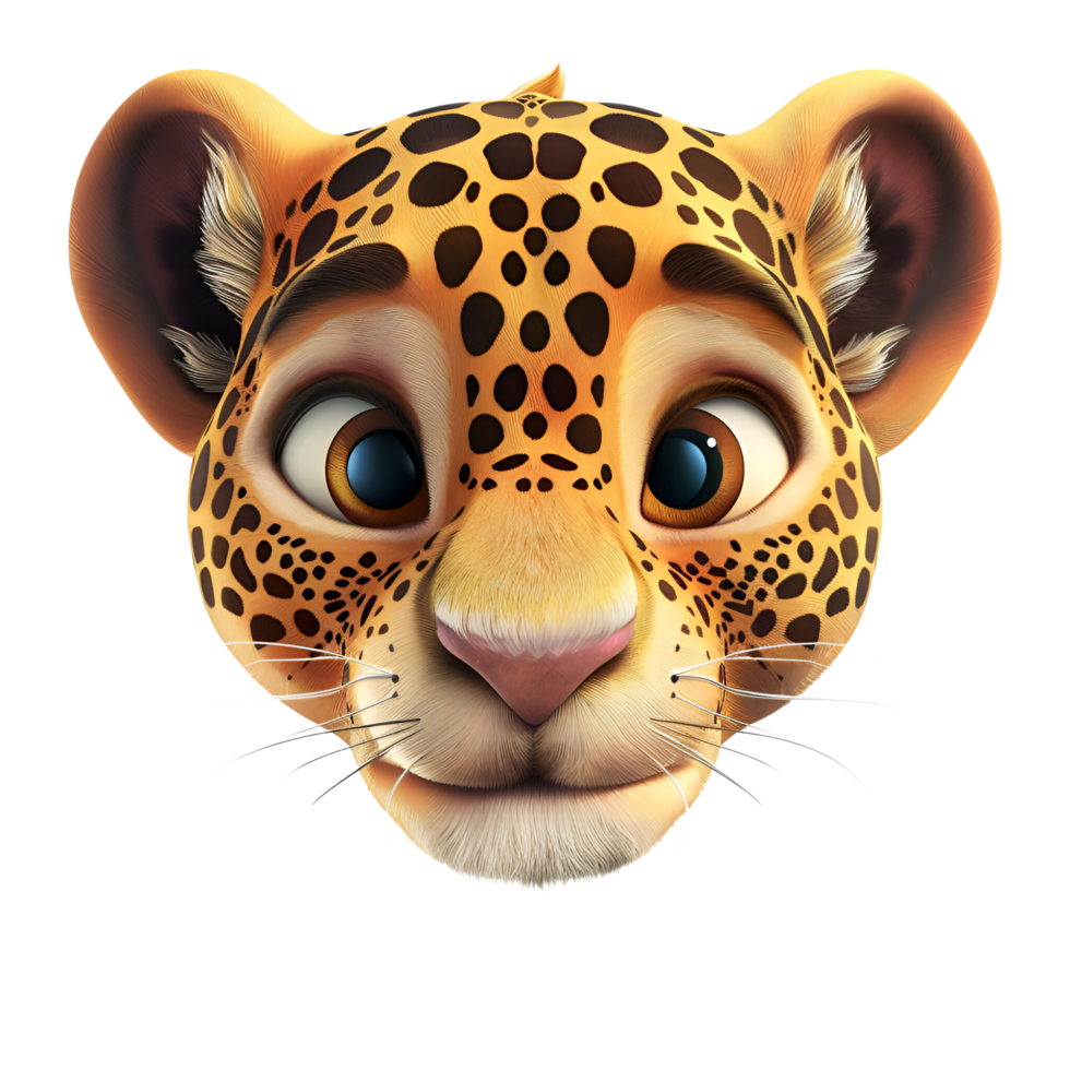 3d Karikatur Leopard Jaguar Nein Hintergrund Logo Illustration perfekt zum drucken auf Nachfrage png