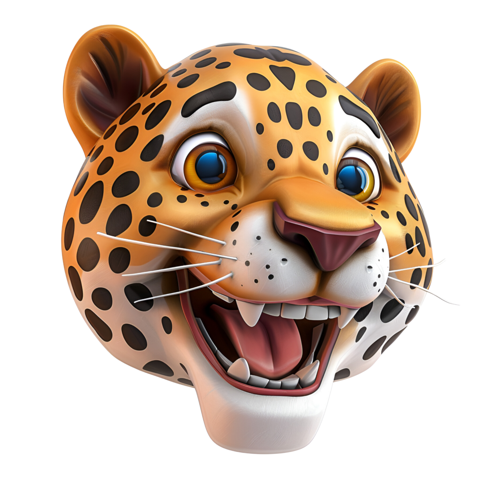 3D Cartoon Leopard Jaguar No Background Logo Illustration Perfect for Print on Demand png