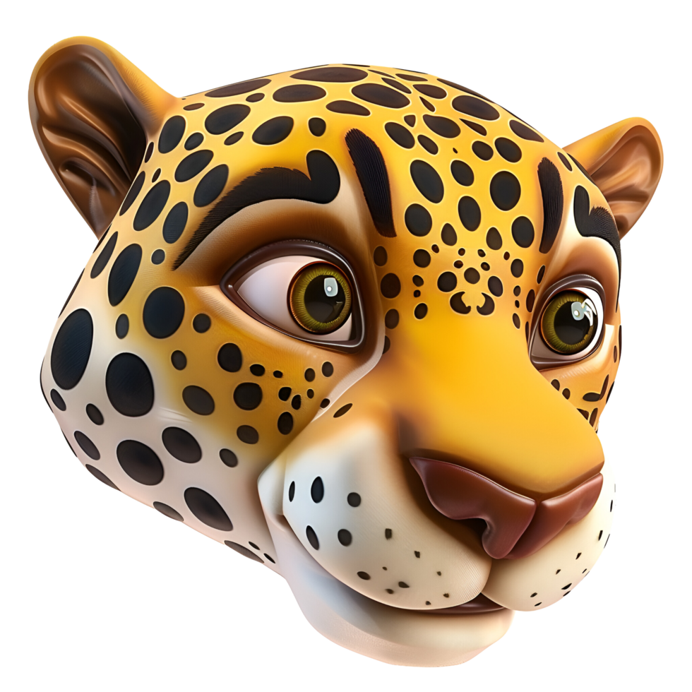 3D Cartoon Leopard Jaguar No Background Logo Illustration Perfect for Print on Demand png