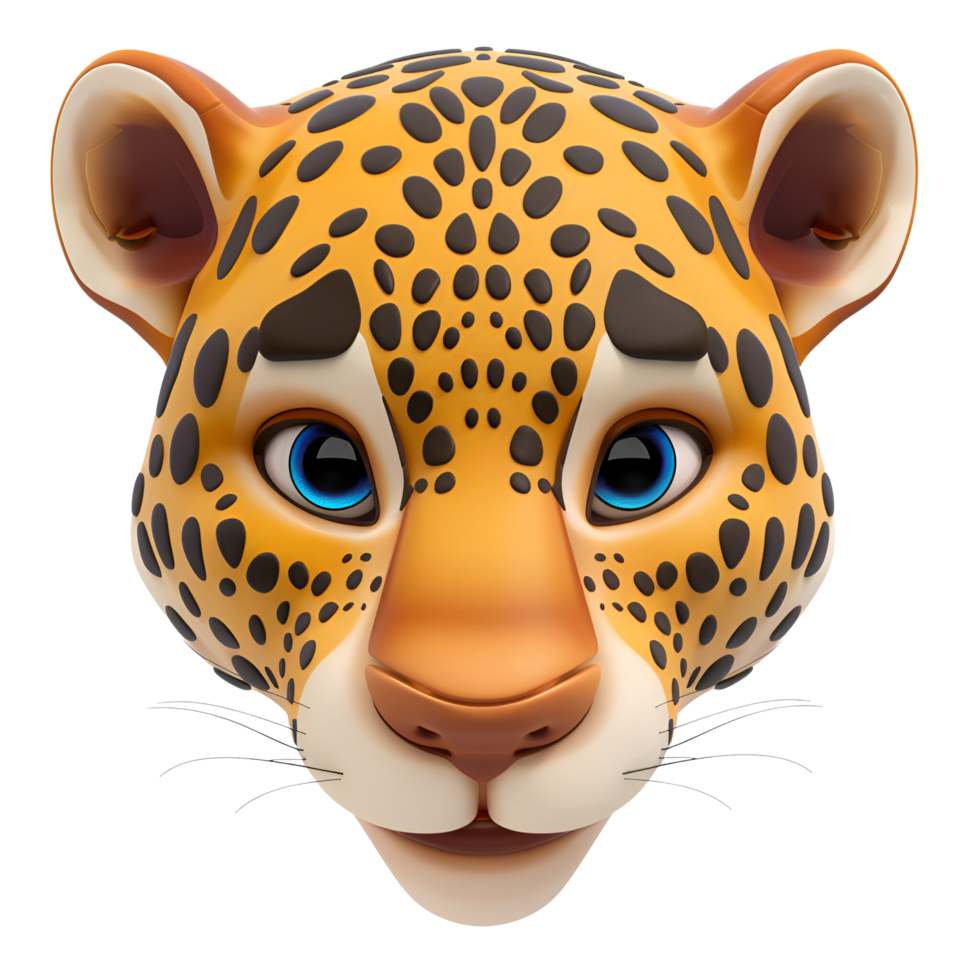 3D Cartoon Leopard Jaguar No Background Logo Illustration Perfect for Print on Demand png