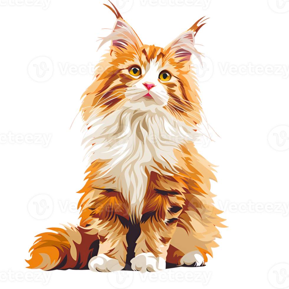 2D Cartoon Cat Cute Cat Logo Illustration No Background Applicable to Any Context Perfect for Print on Demand png