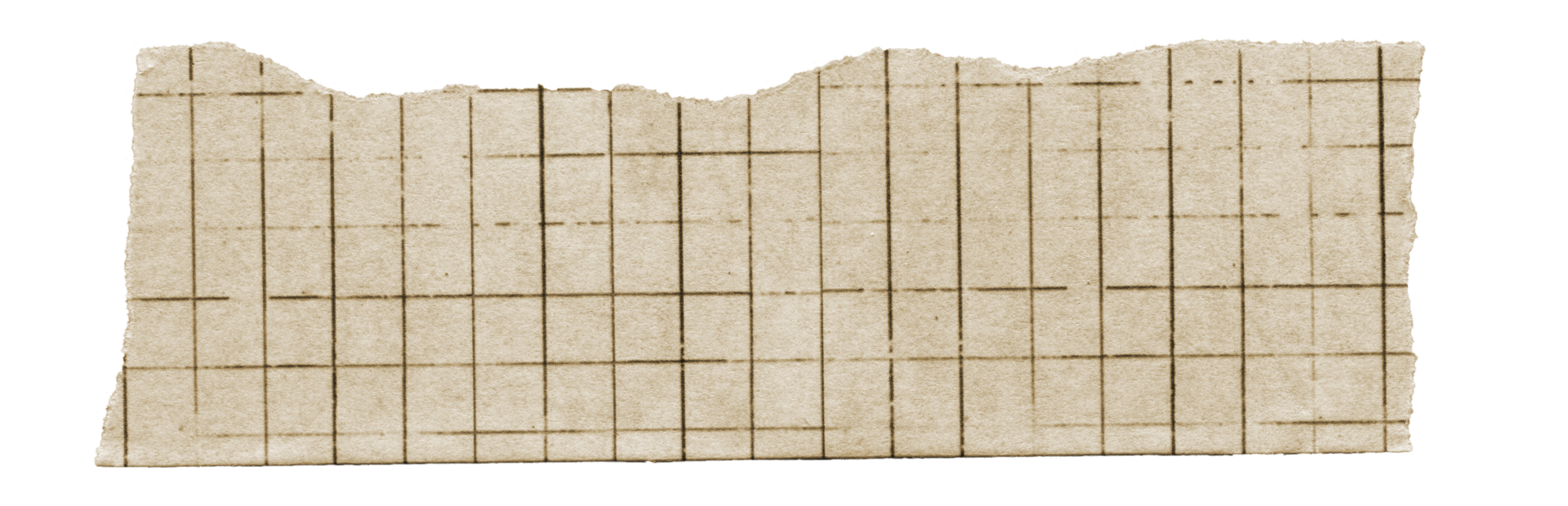 Torn and Aged Graph Paper Texture. Vintage Grid Paper for Scrapbooking. Isolated on Transparent Background png