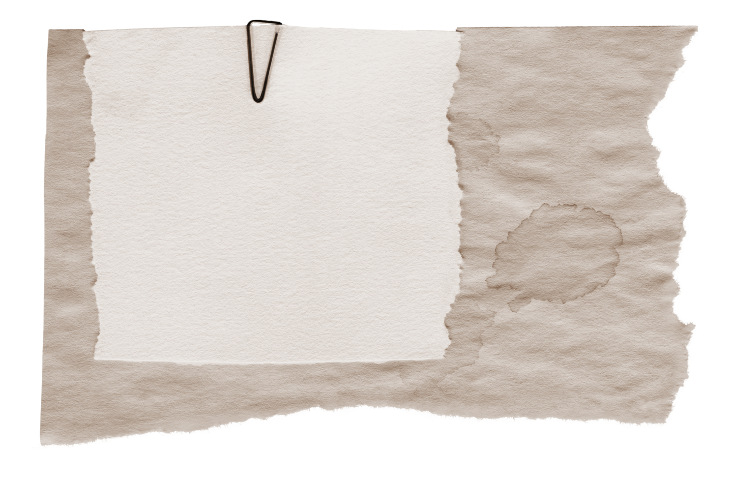 vintage página de recados Nota papel em branco. rasgado papel com clipe de papel e rasgado borda. isolado em transparente fundo png