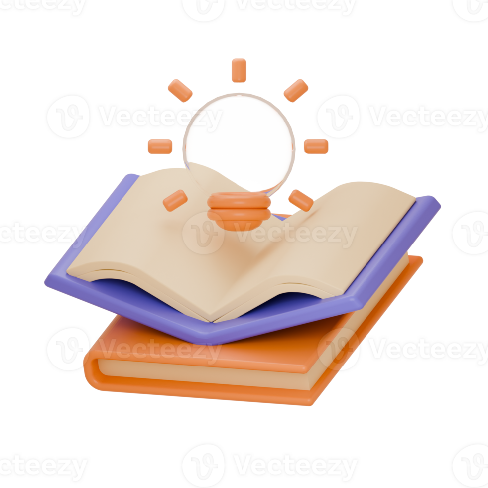 Idea with book business of 3d icon png