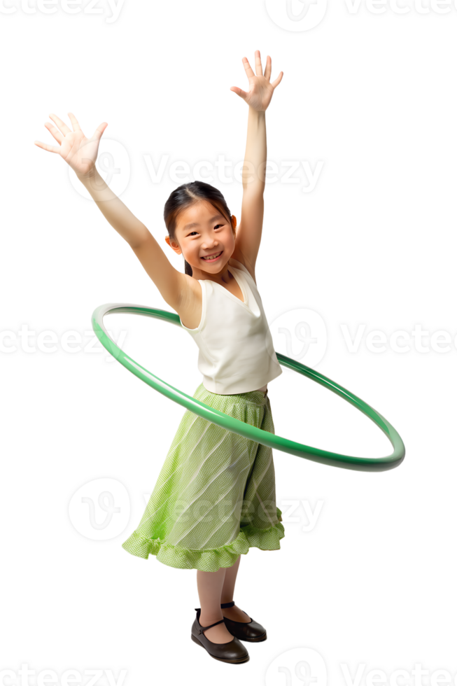 asiatisk flicka spelar hula ring. png