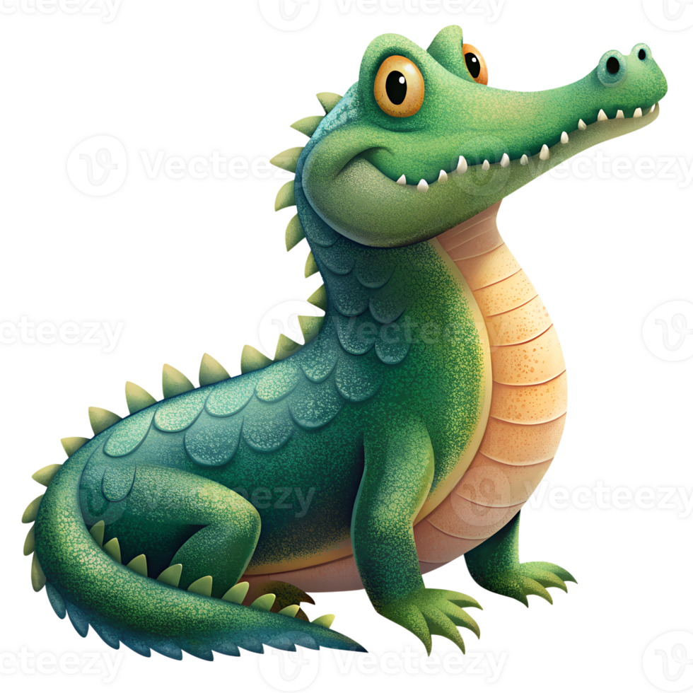 , Cartoon style illustration of alligator isolated on transparent background png