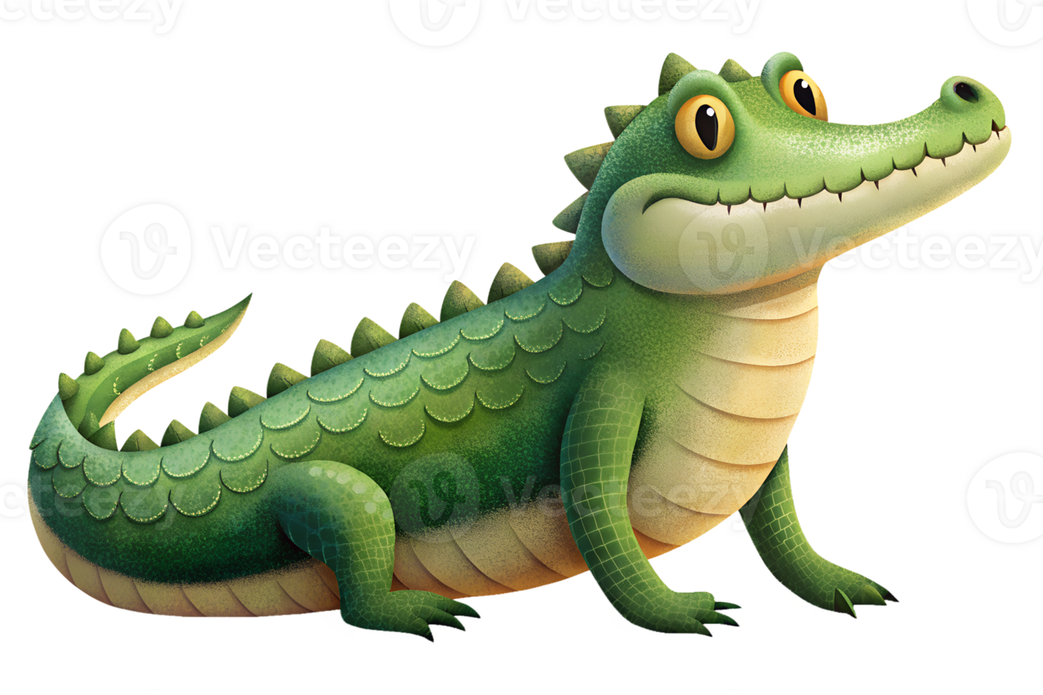 Cartoon style illustration Cute crocodile isolated on transparent background, png