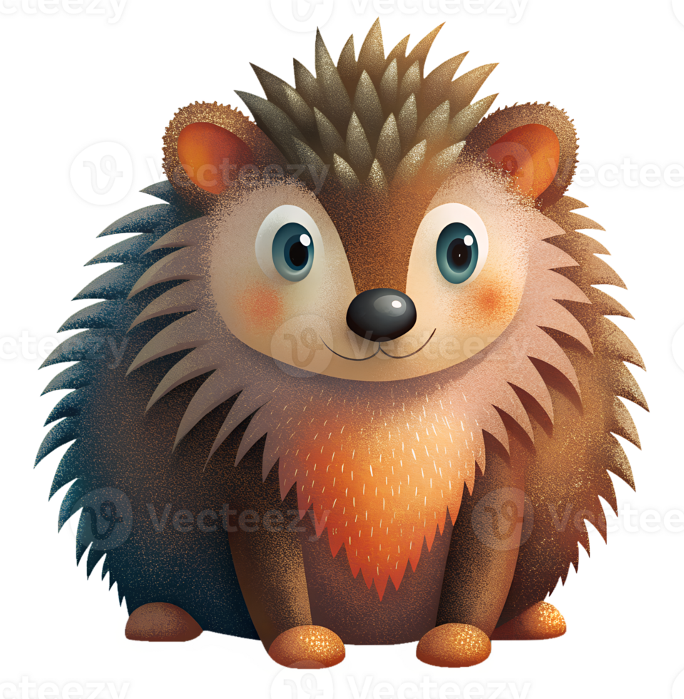 cartoon style of cute porcupine isolated on transparent background. png