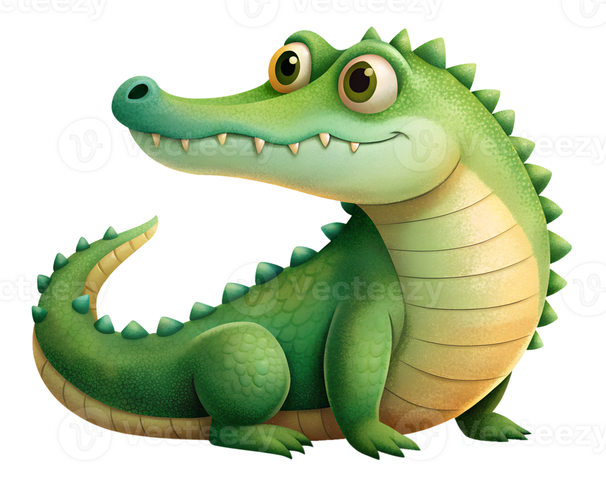 dessin animé style illustration mignonne crocodile isolé sur transparent arrière-plan, png