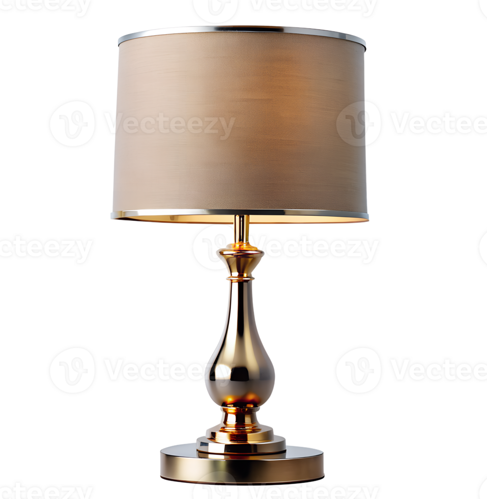 modern luxury table lamp front elevation isolated on transparent background. png