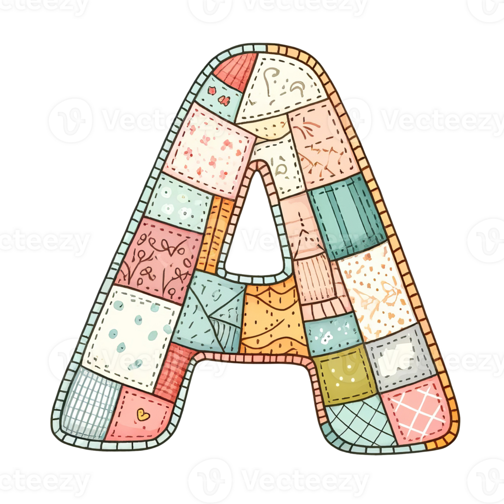 A colorful patchwork letter A png