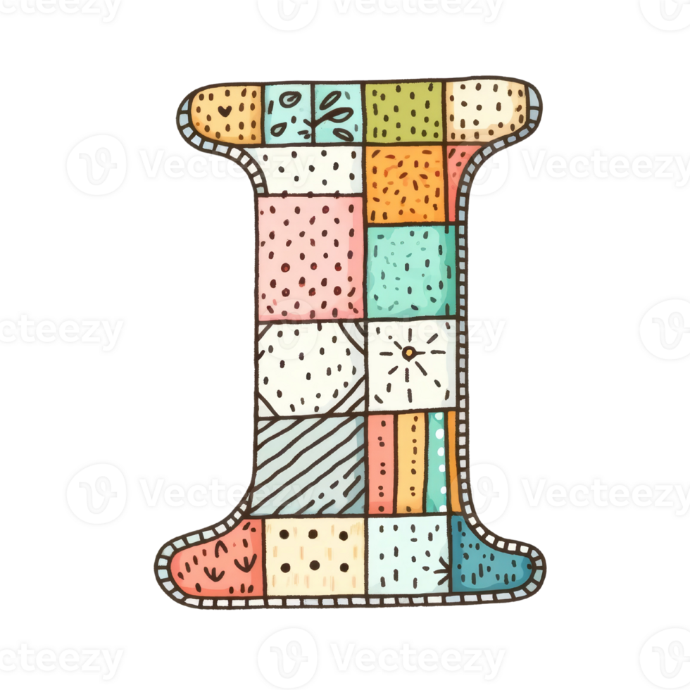 The letter I is made up of many different colors and patterns png