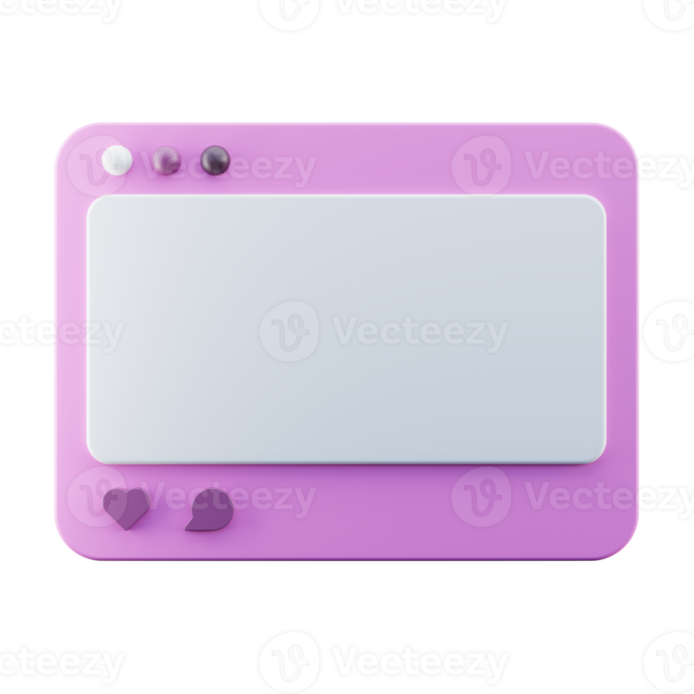 Social Media User Interface Frame 3D Render png