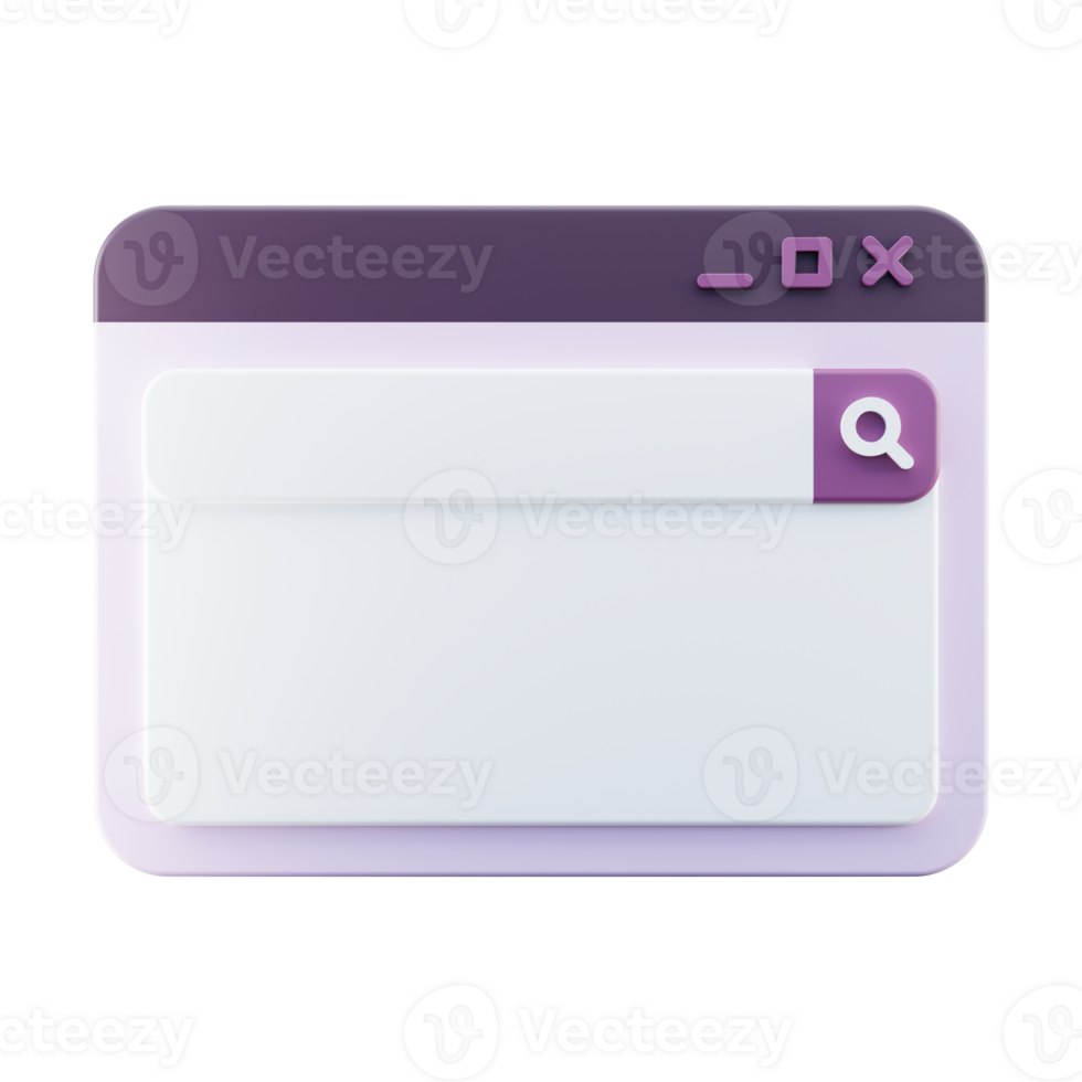 Desktop Search Engine Website 3D Render png