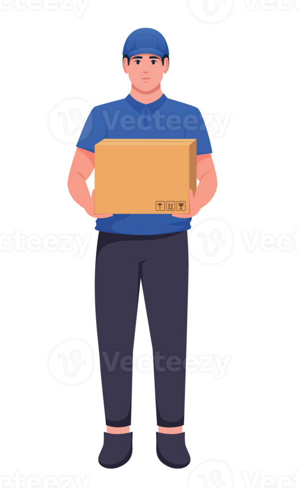 delivery man holding delivery box png