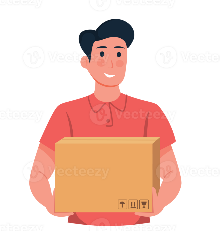 delivery man holding delivery box png