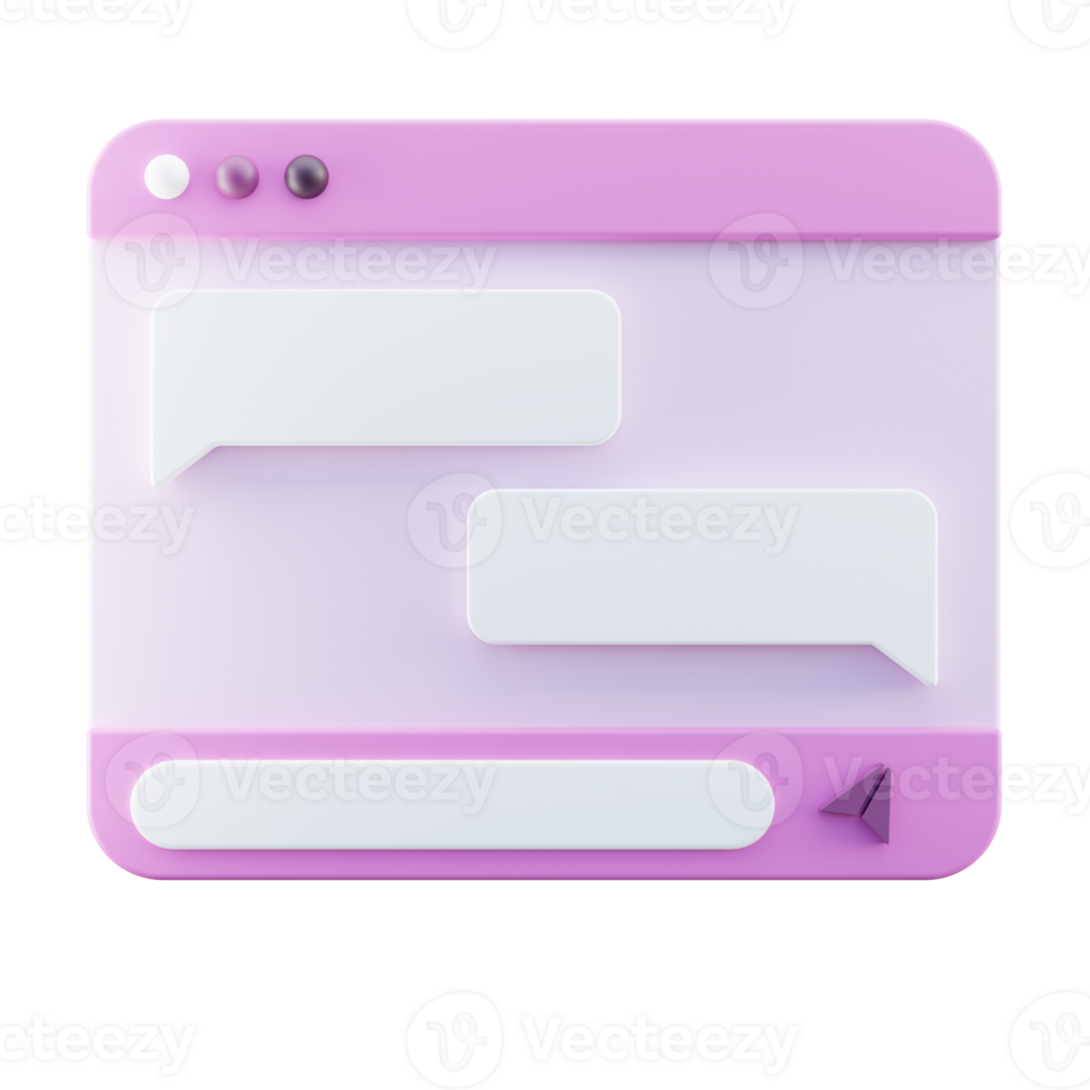 Desktop Messenger UI 3D Illustration png