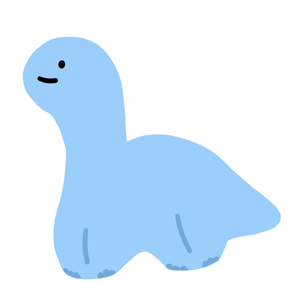 Cute Blue Dinosaur Brachiosaurus Cartoon illustration png