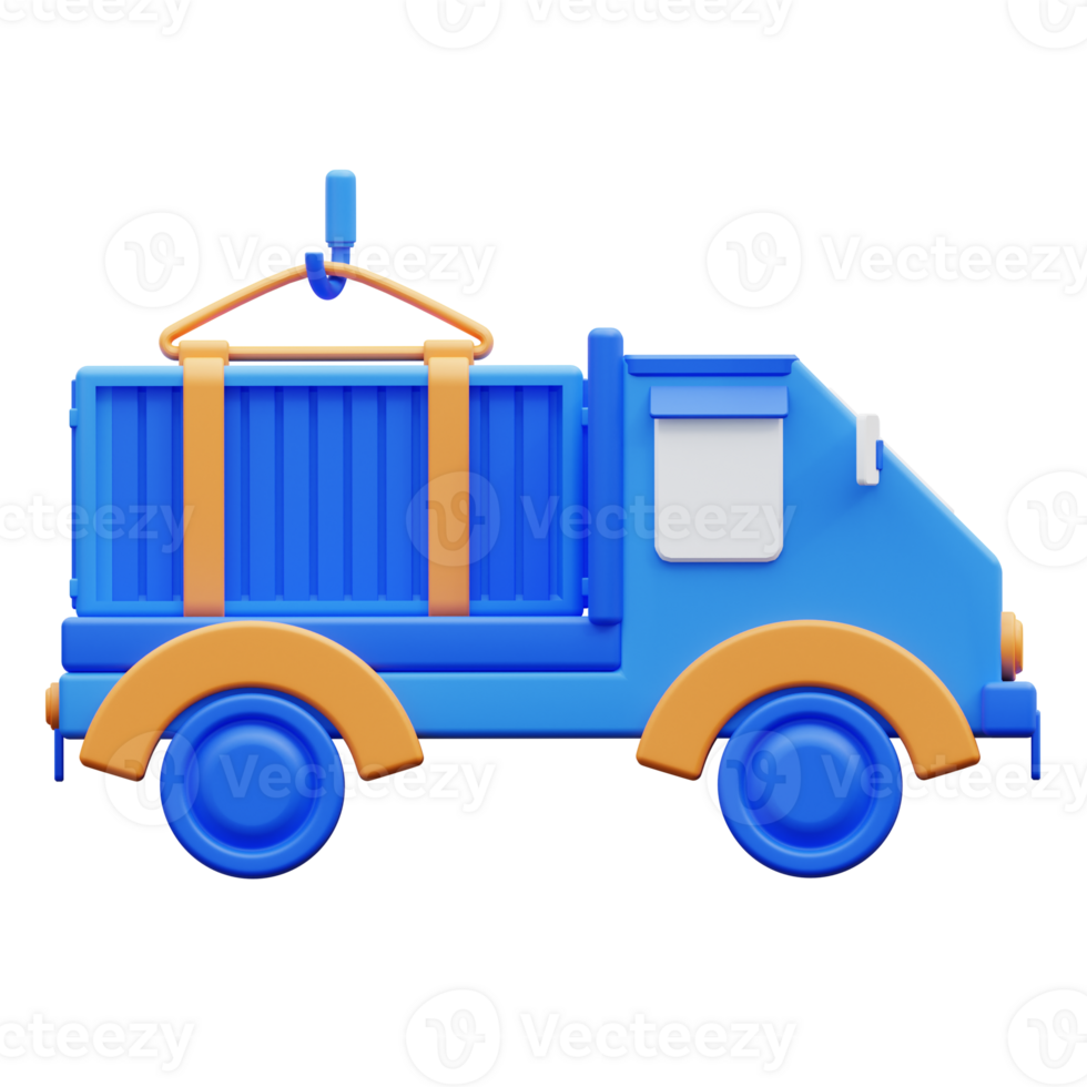 3d ilustração azul Entrega de carga carro png
