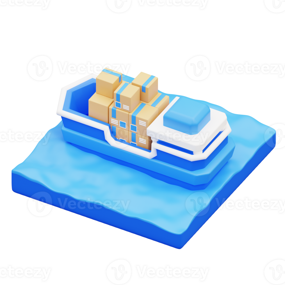 3d illustration cargo ship png