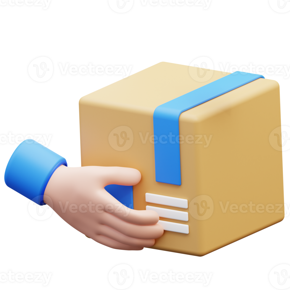 3d illustration hand and package png