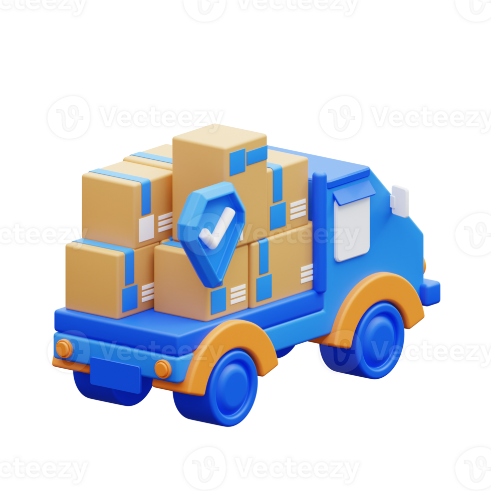 3d illustration package security with delivery car png