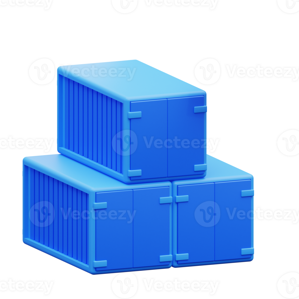 3d illustration of stacked cargo boxes png