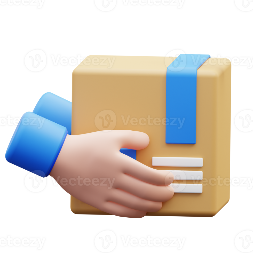 3d illustration hand and package png