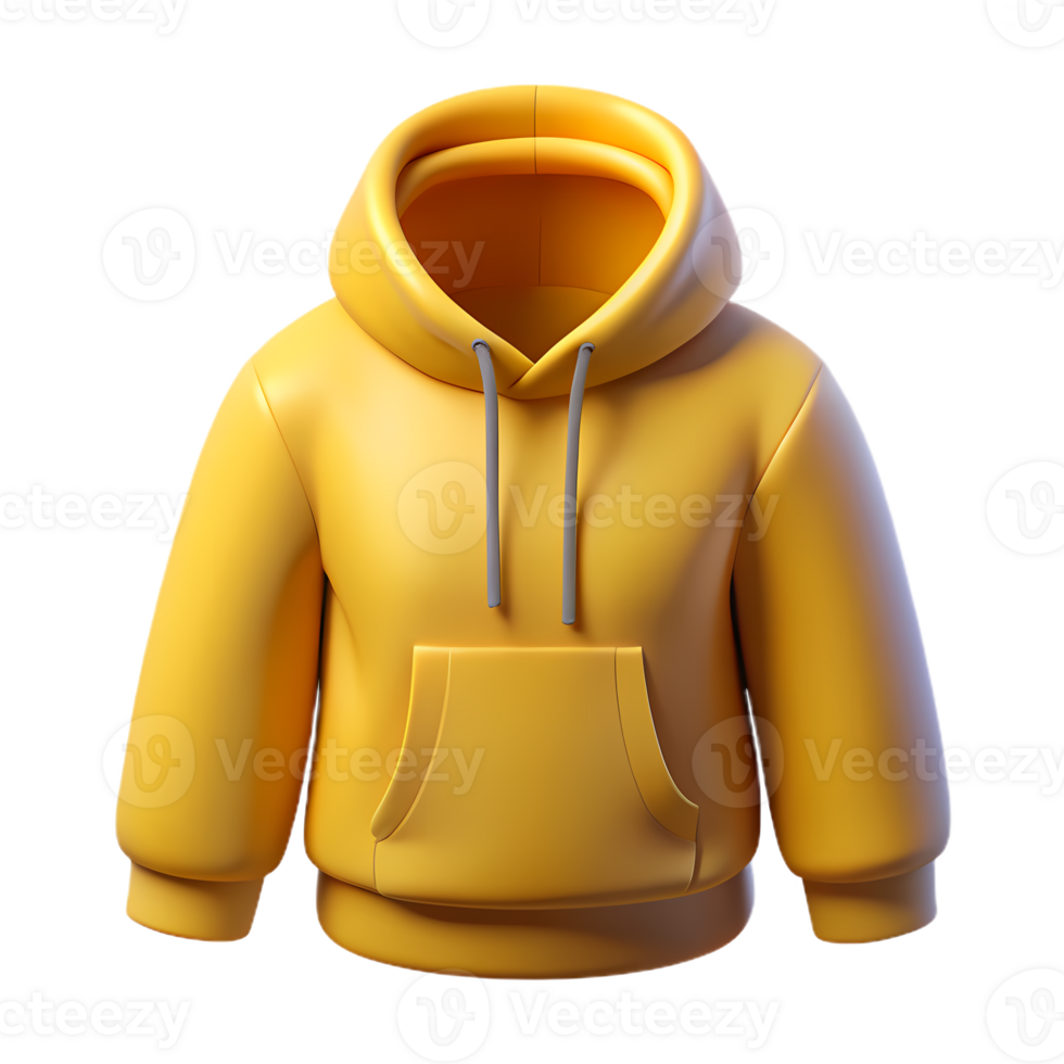 Bright yellow 3d hoodie mockup for apparel design and creative presentations, ideal for casual fashion branding png
