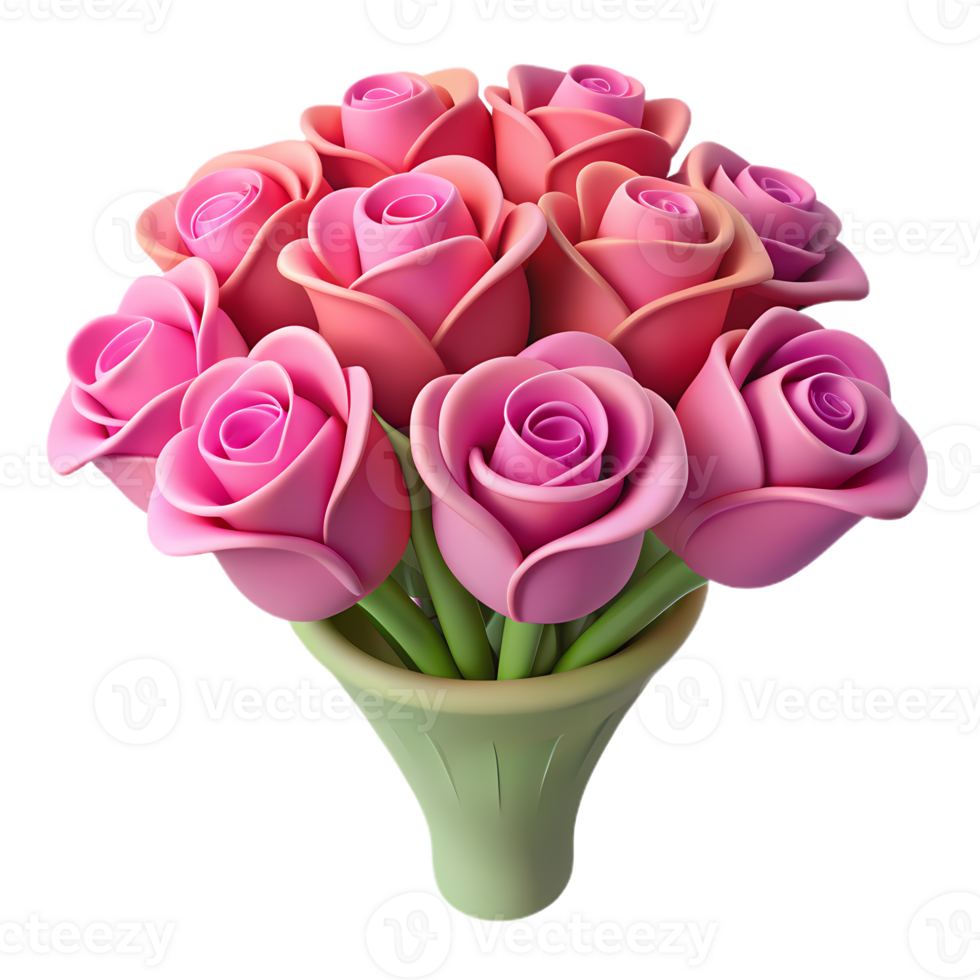 3d pink rose bouquet with soft shades for love, Mother's Day gifts, romantic decorations, and elegant celebrations png
