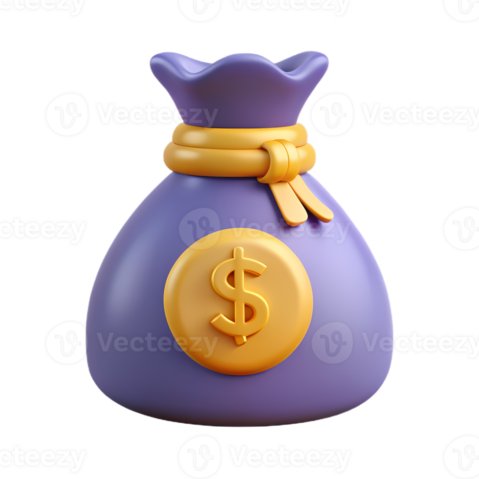 3d money bag icon with dollar symbol, ideal for finance, savings, investment, and wealth concepts, perfect for web design and business presentations. png