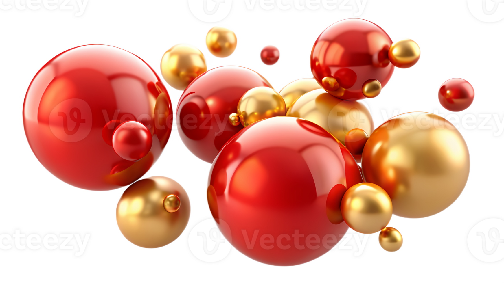 3d glossy spheres in red and gold for luxurious design elements, festive visuals, and elegant graphics png