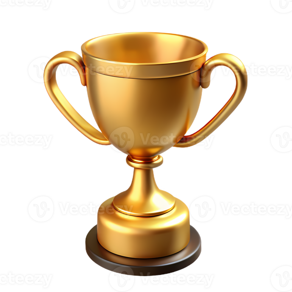Golden trophy 3d icon for achievement, award, championship, and business success, perfect for celebratory events and competition recognition png