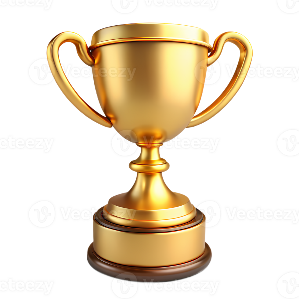 3d golden trophy icon for achievement, awards, competitions, and business milestones, ideal for corporate and celebratory visuals png