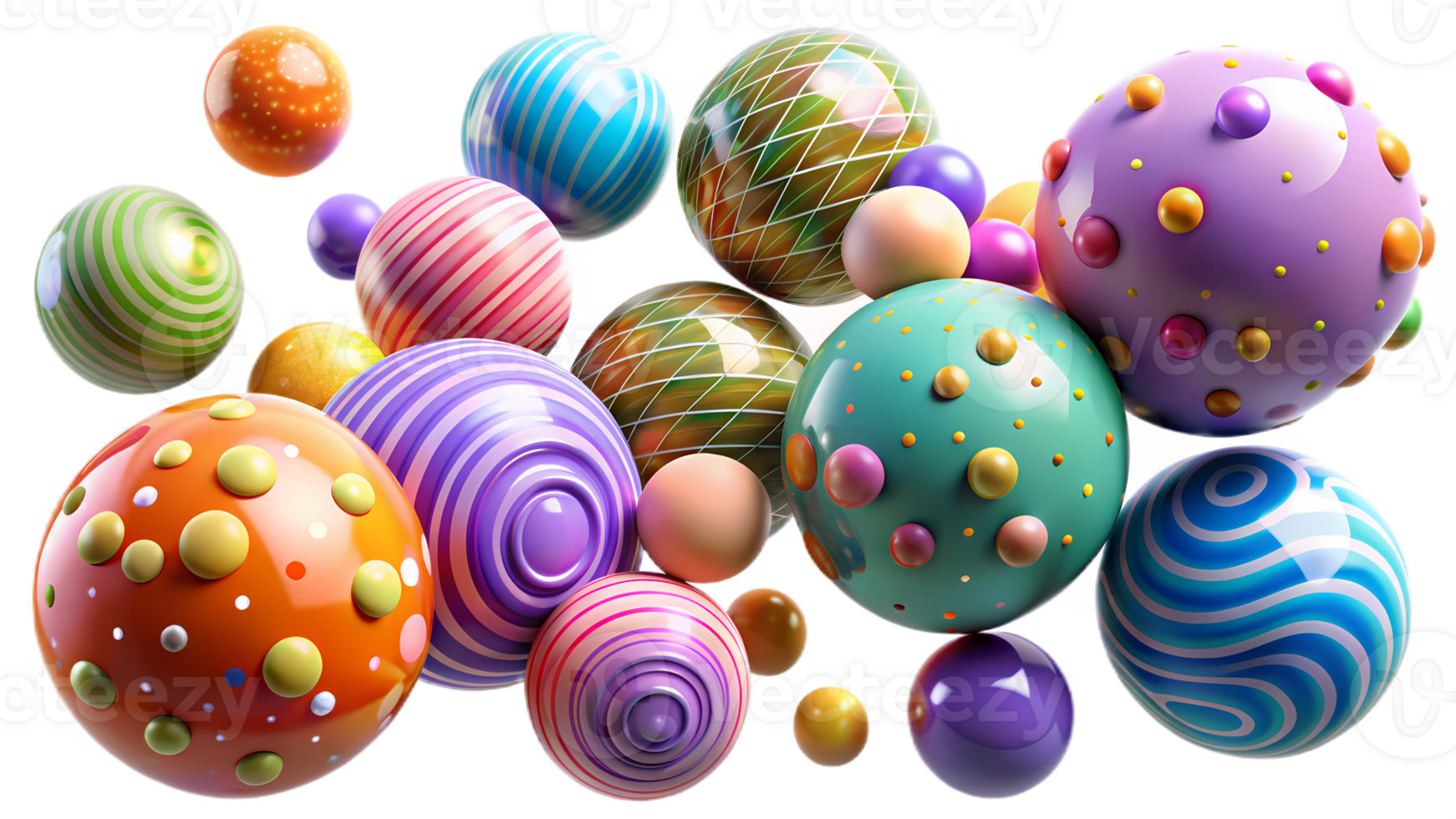 3d abstract balls in vibrant colors, perfect for creative design, digital art, and background decoration png