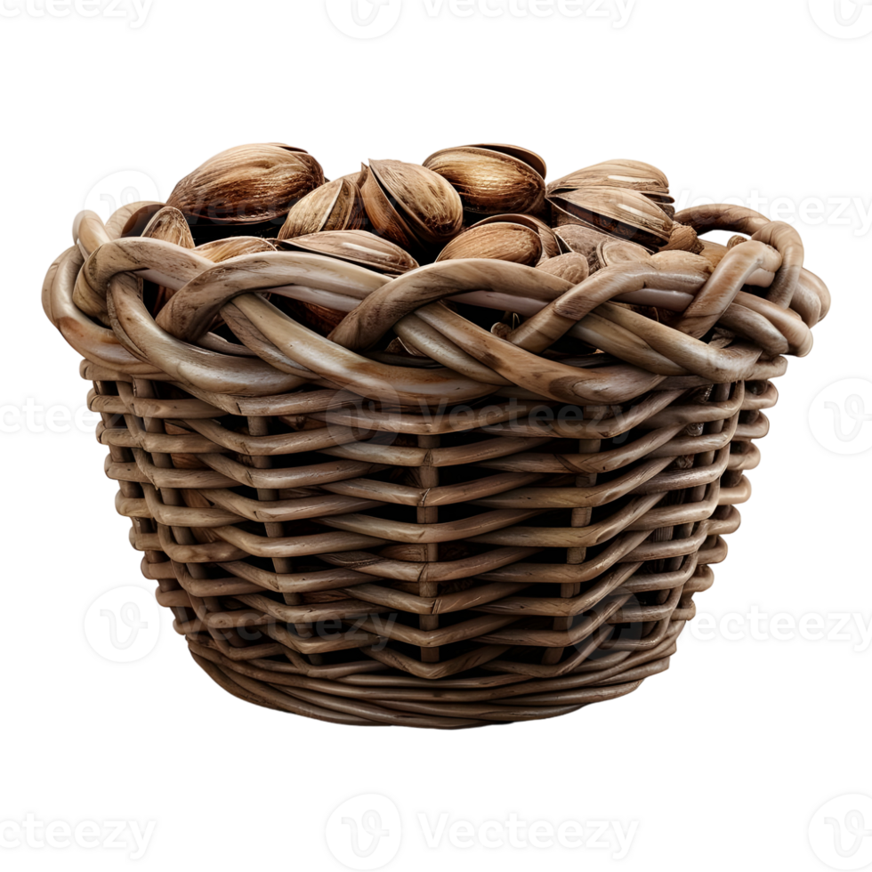 Almonds in a basket on Transparent background png