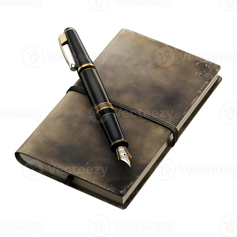 Fountain Pen with Book on Transparent background png