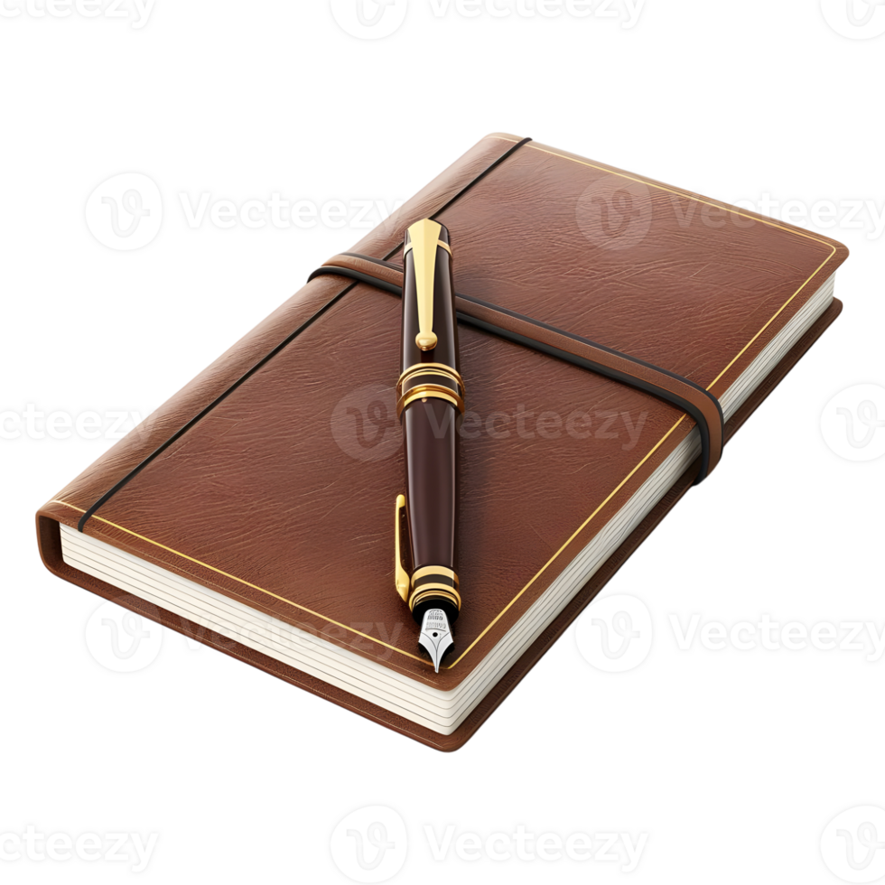 Fountain Pen with Book on Transparent background png