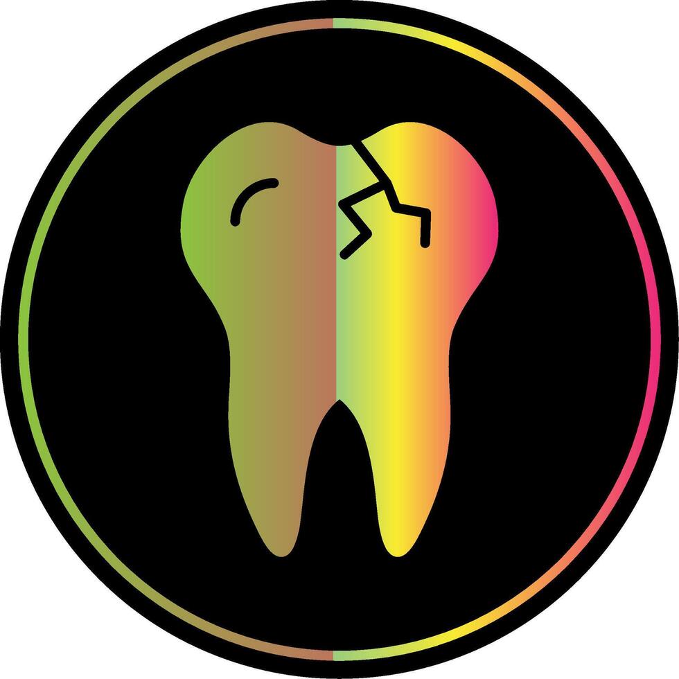 Broken Tooth Glyph Due Color Icon Design vector