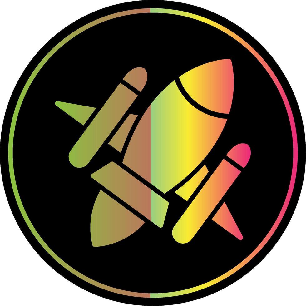 Rocket Ship Glyph Due Color Icon Design vector