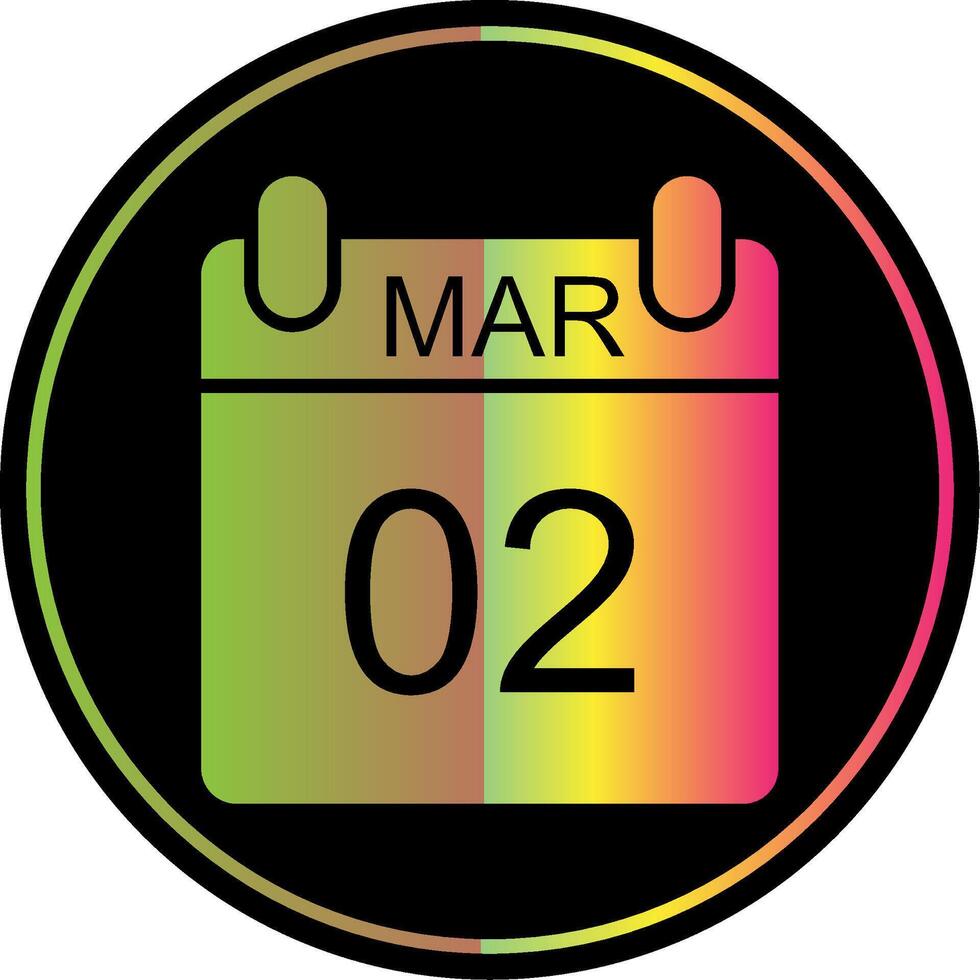 March Glyph Due Color Icon Design vector