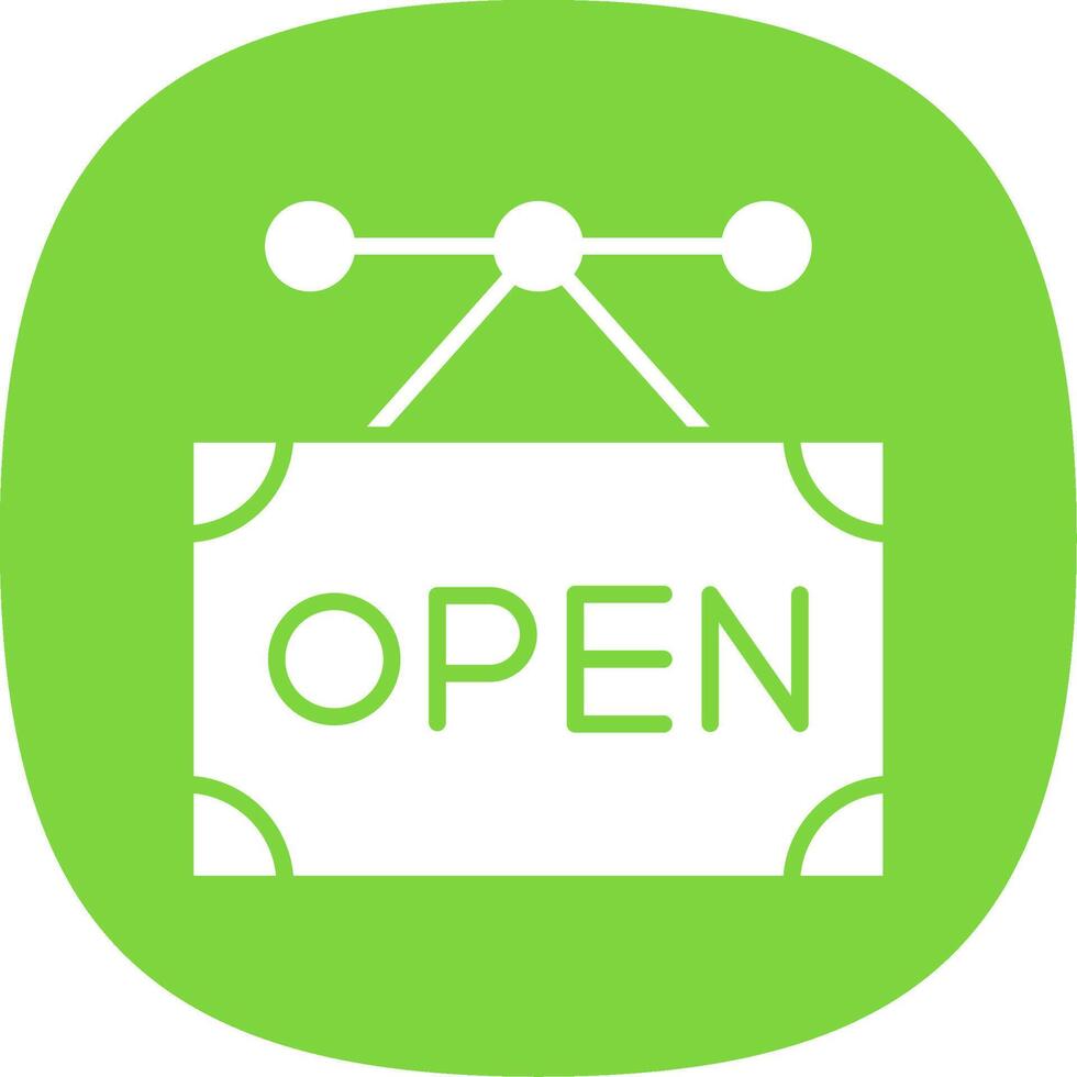 Open Sign Glyph Curve Icon Design vector