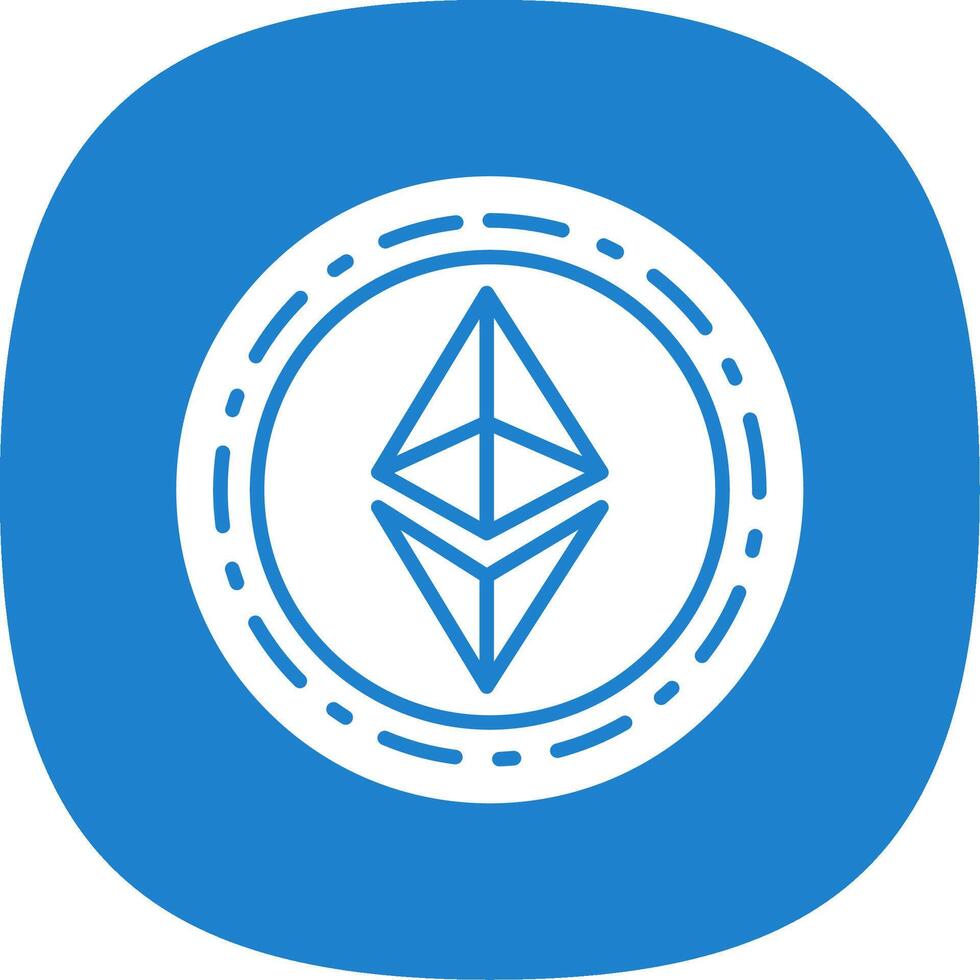 Ethereum Coin Glyph Curve Icon Design vector