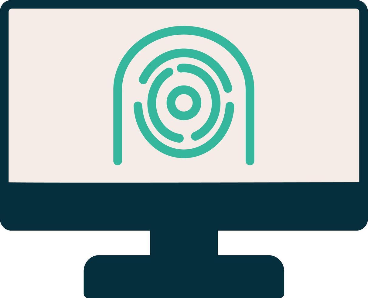 Security Computer Faceprint Flat Curve Icon Design vector
