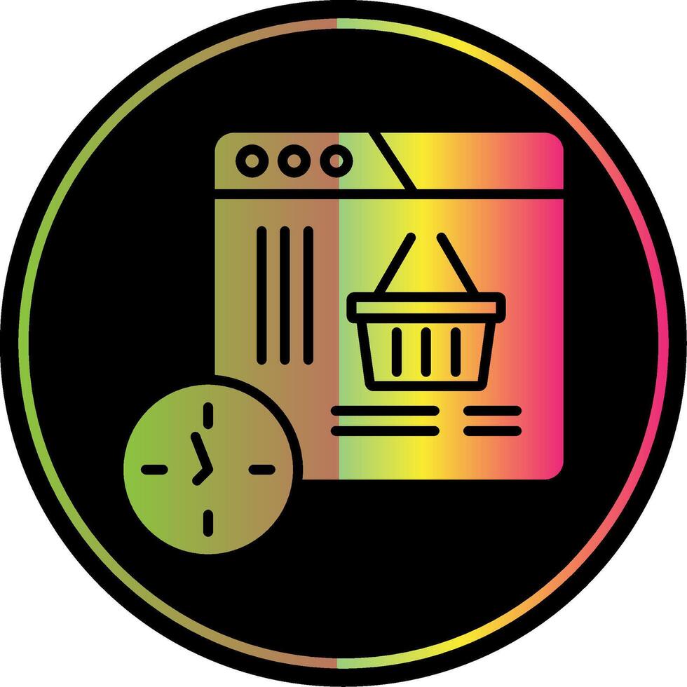 compras hora glifo debido color icono diseño vector