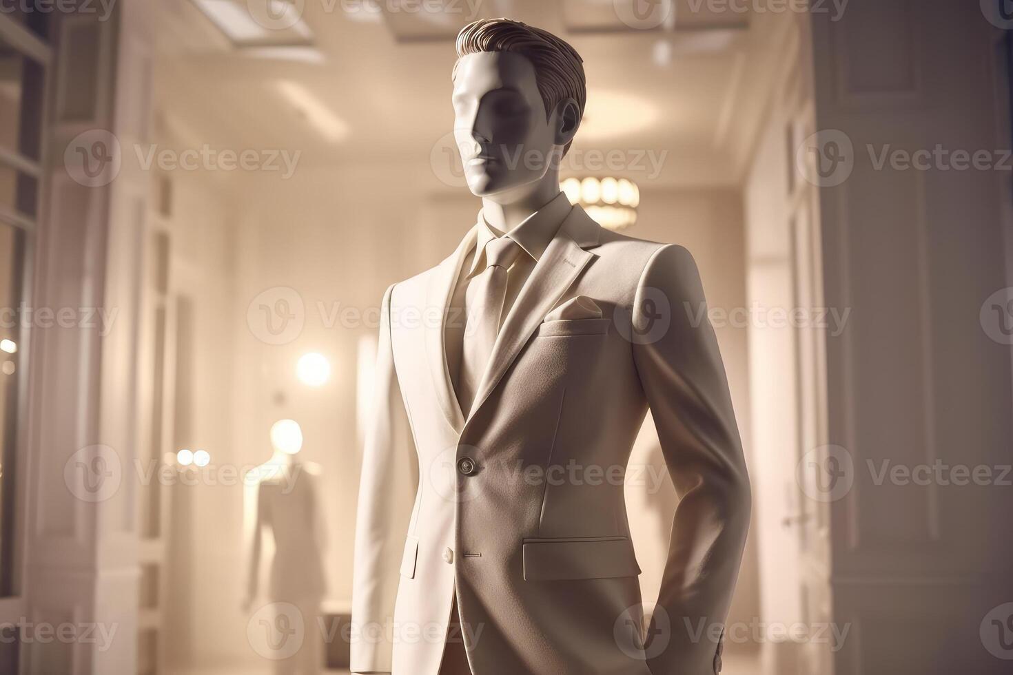 Fashion mannequin in a store window. Luxury men's clothing. photo