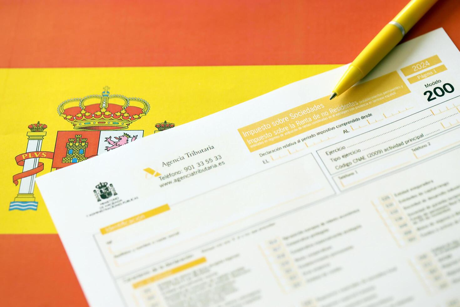 KYIV, UKRAINE - MAY 4, 2022 Modelo 200 spanish tax form for corporate income tax for non resident photo